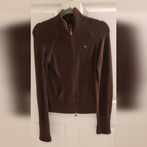 Abercrombie & Fitch A&F Brown Zip Jacket Size Large - Picture 1 of 3